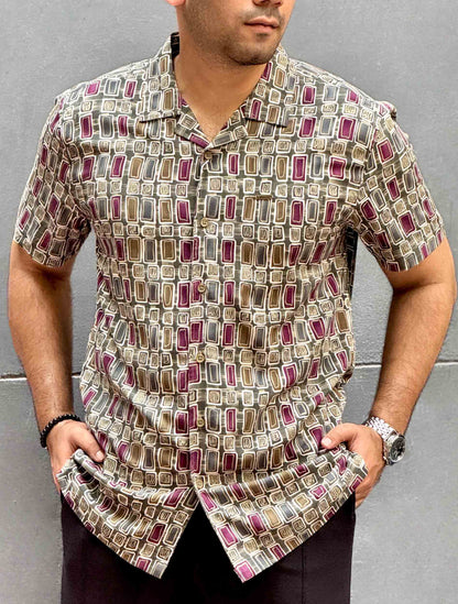 Avocado Olive maroon Printed premium havana shirt