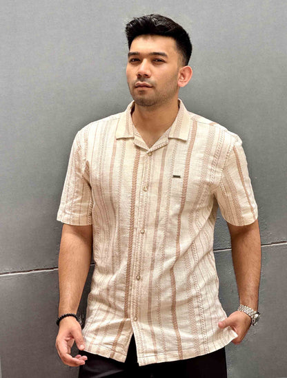 Cream stripe texture remi cotton Havana