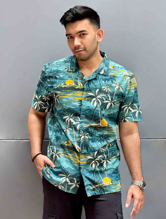 Arabian green beach Printed premium havana shirt