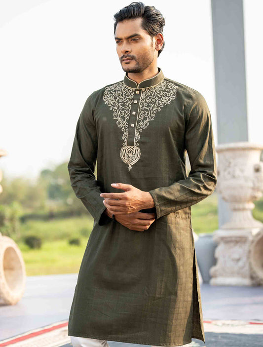 Black chest embroidery premium panjabi -RAV