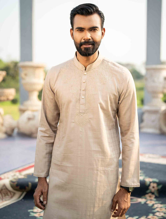 Cream chest embroidery premium panjabi -RAV