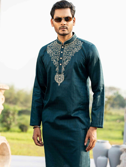 Blue chest embroidery premium panjabi -RAV