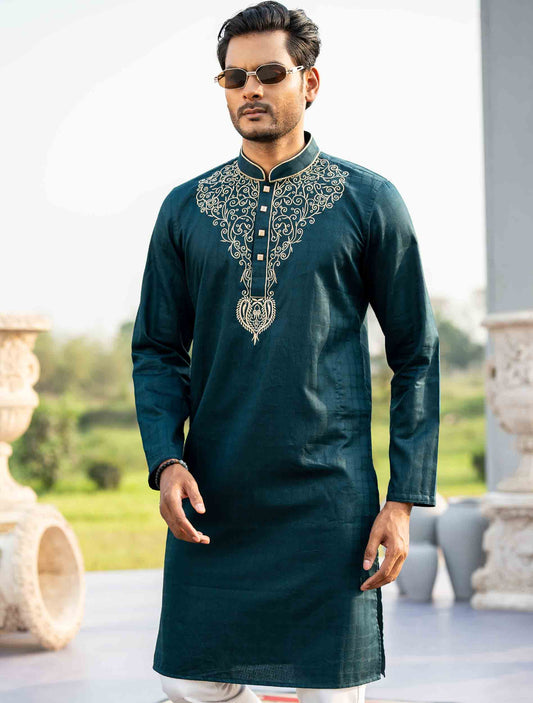 Blue chest embroidery premium panjabi -RAV