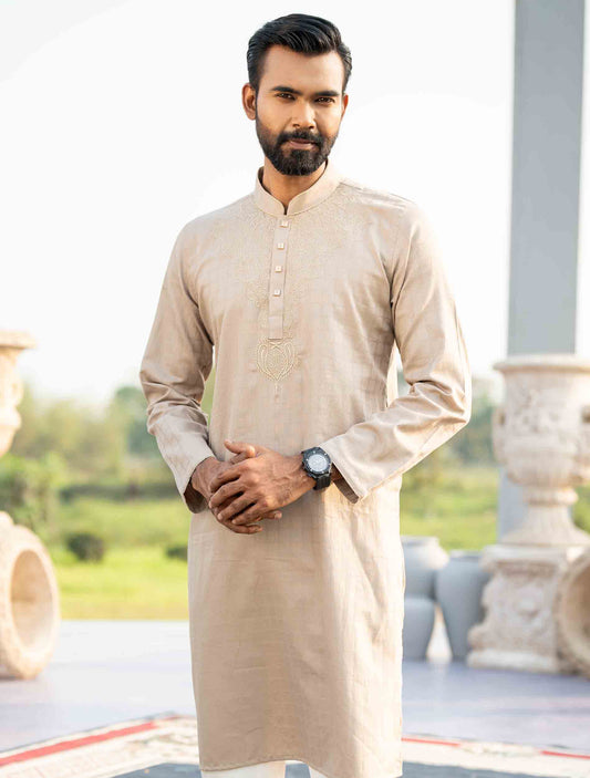 Cream chest embroidery premium panjabi -RAV