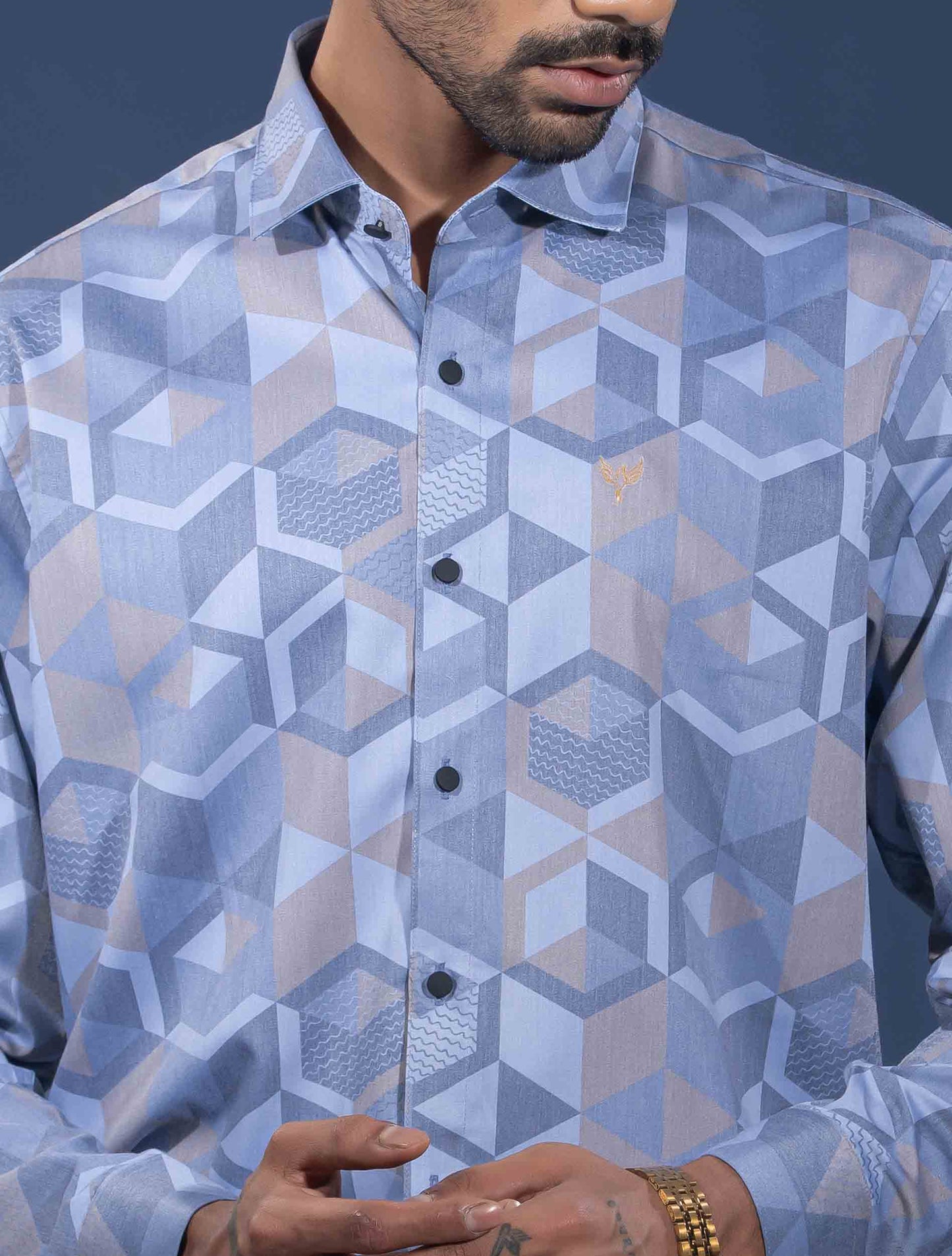 Ash golden hexagonal printed premium full sleeve