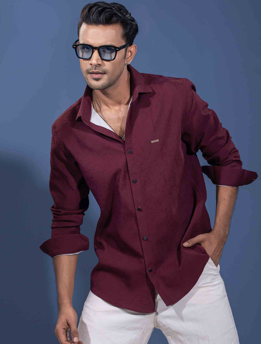 Aesthetic Maroon texture viscos premium shirt