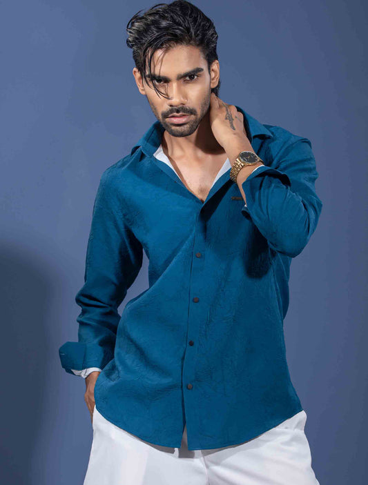 Cerulean Blue texture viscos premium shirt