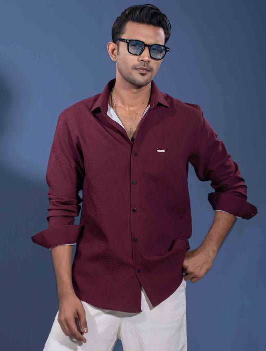 Aesthetic Maroon texture viscos premium shirt