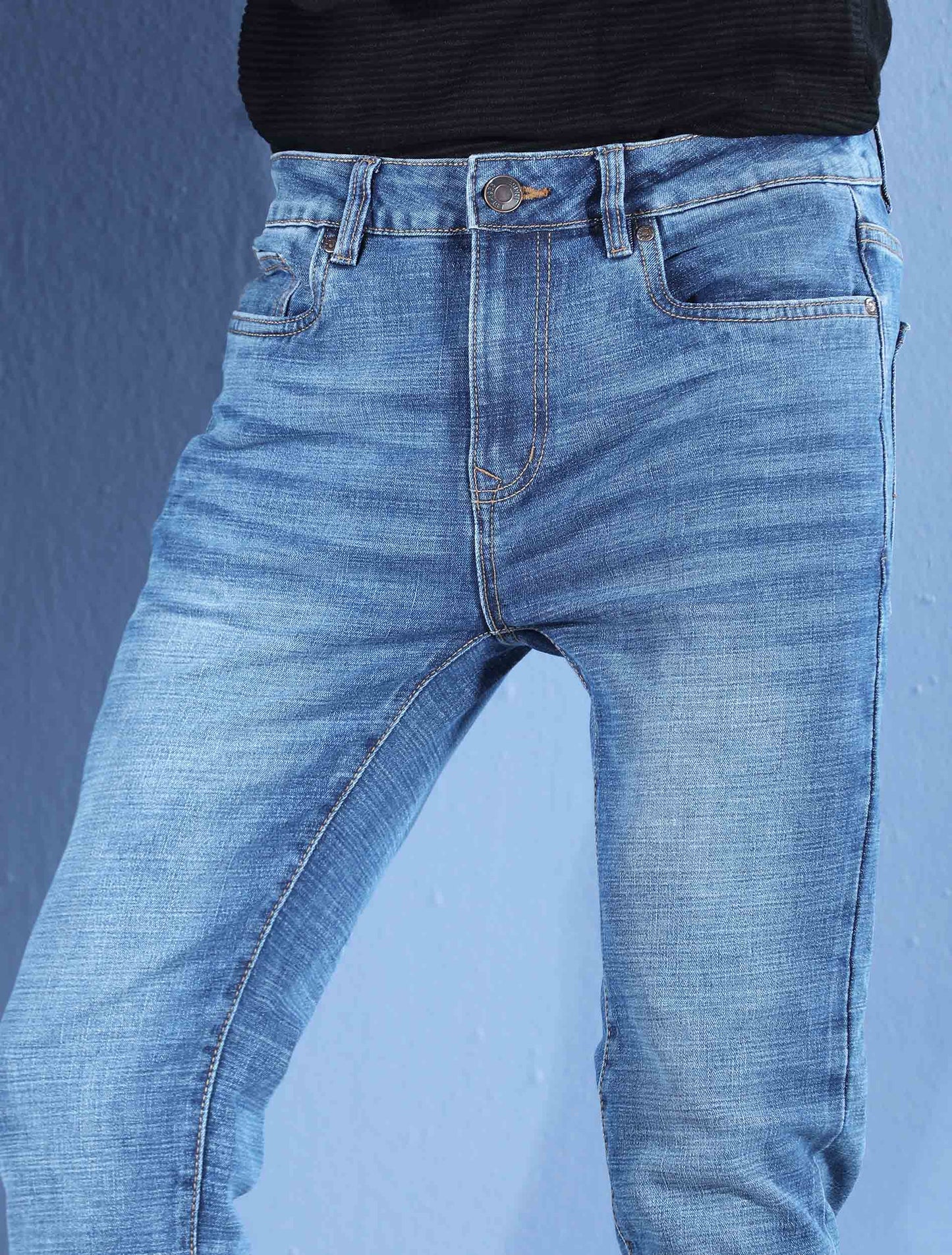Natural color stretch denim
