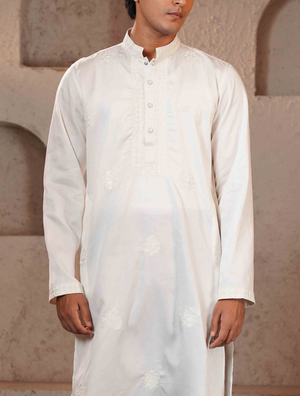 Pearl white Full body Chest embroidery premium Panjabi