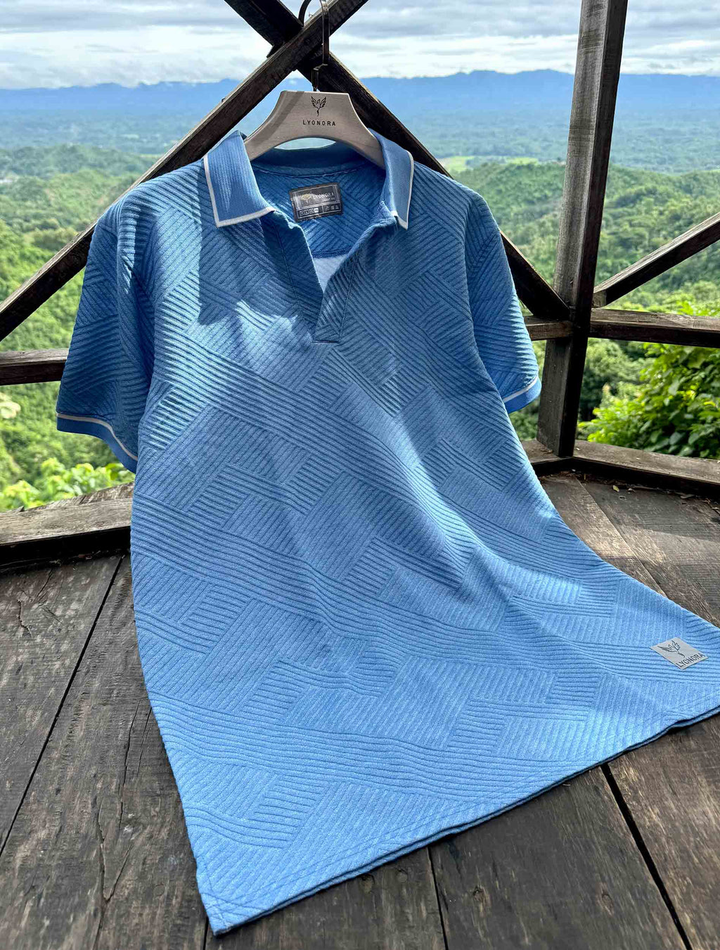 Sky Blue Texture Premium Polo