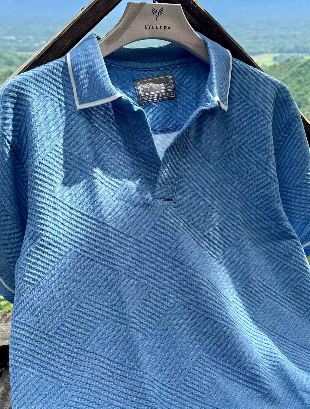 Sky Blue Texture Premium Polo