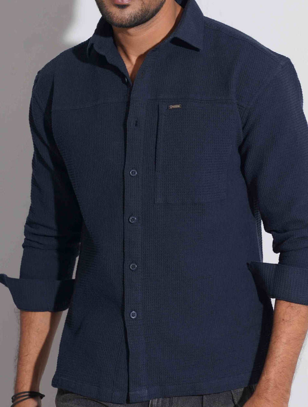 Dark blue texture cotton full sleeve
