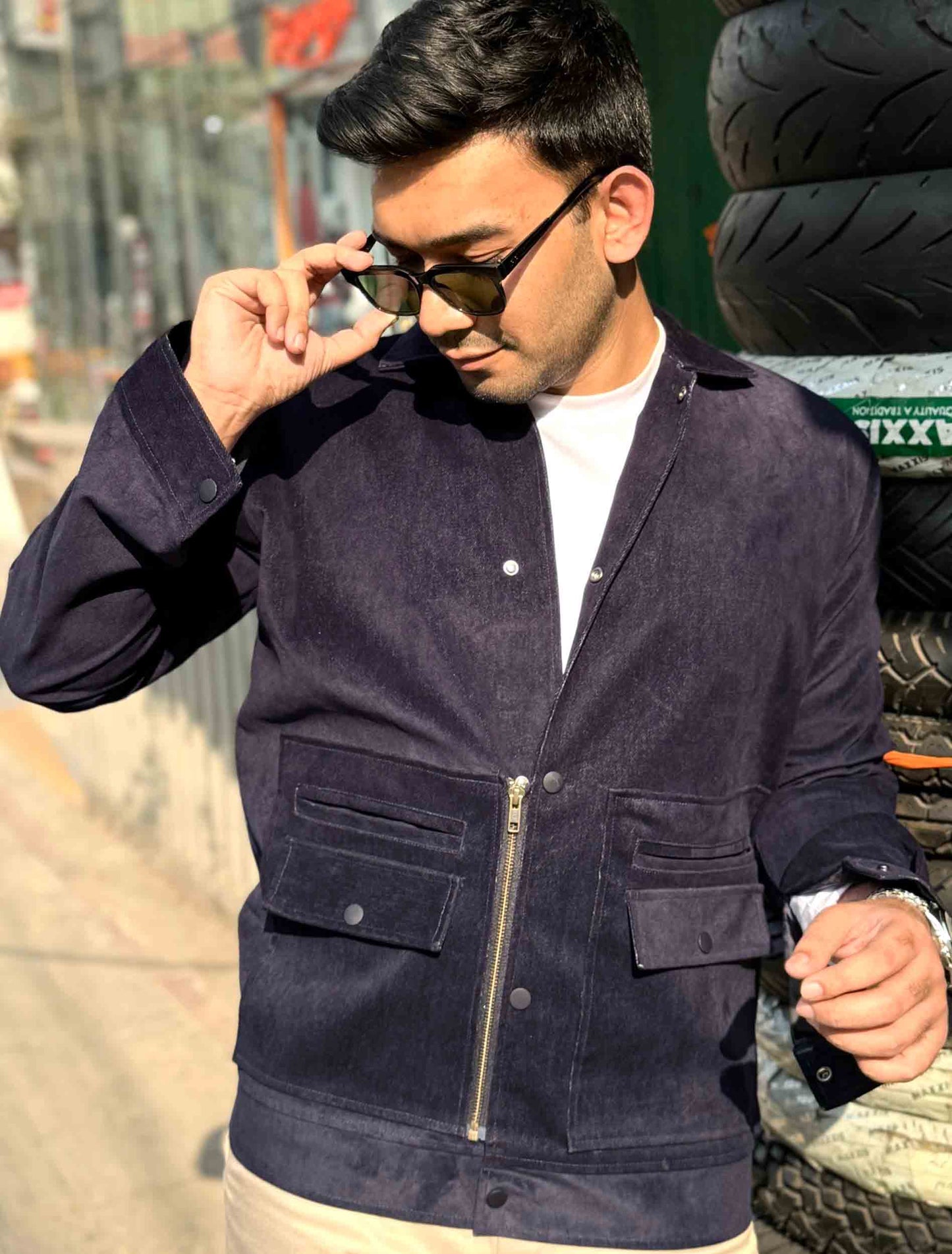 Dark blue cotton premium jacket