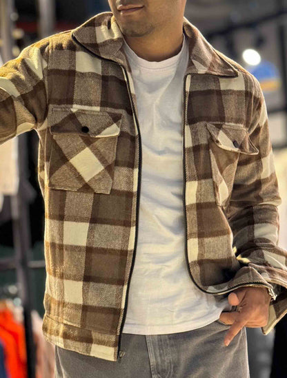 Cream coffee premium flannel jacket