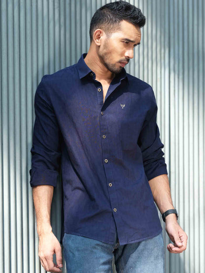 Indigo blue denim full sleeve shirt