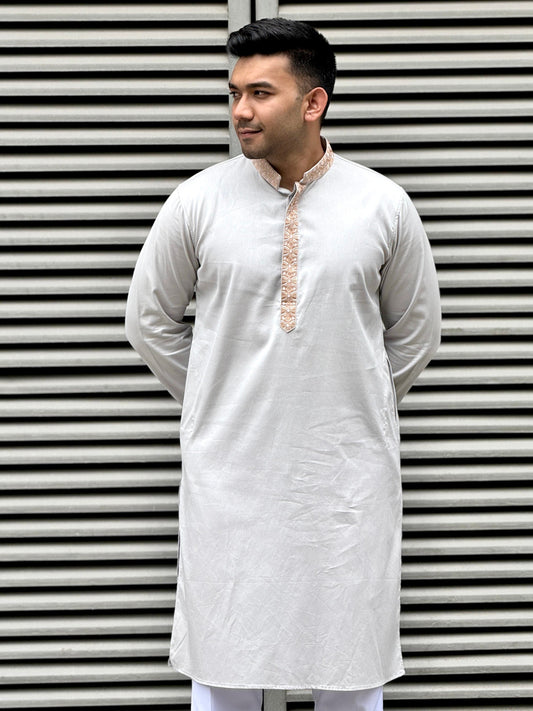 Concrete Gray Plate embroidery premium Panjabi