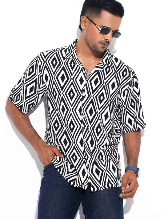 Off white black diamond printed Havana shirt
