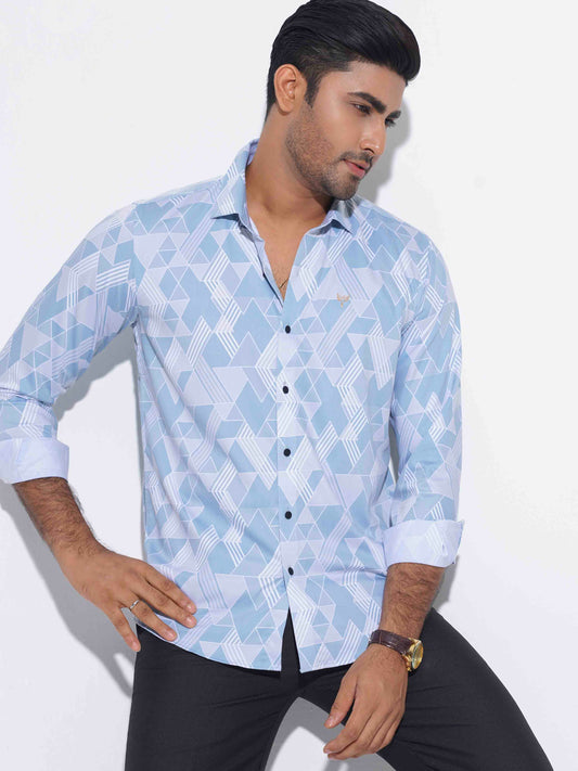 Sky white Border abstract Printed premium Full sleeve