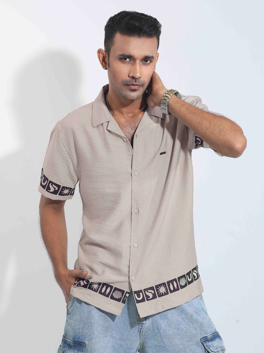 Monochrome grey color hand and waist printed Havana shirt