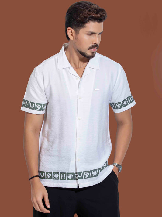 White color hand and waist printed Havana shirt