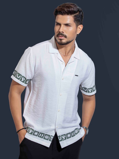 White color hand and waist printed Havana shirt