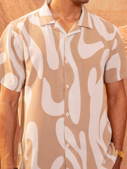 Cream nude color printed Havana shirt