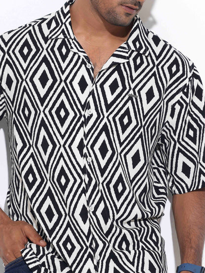 Off white black diamond printed Havana shirt