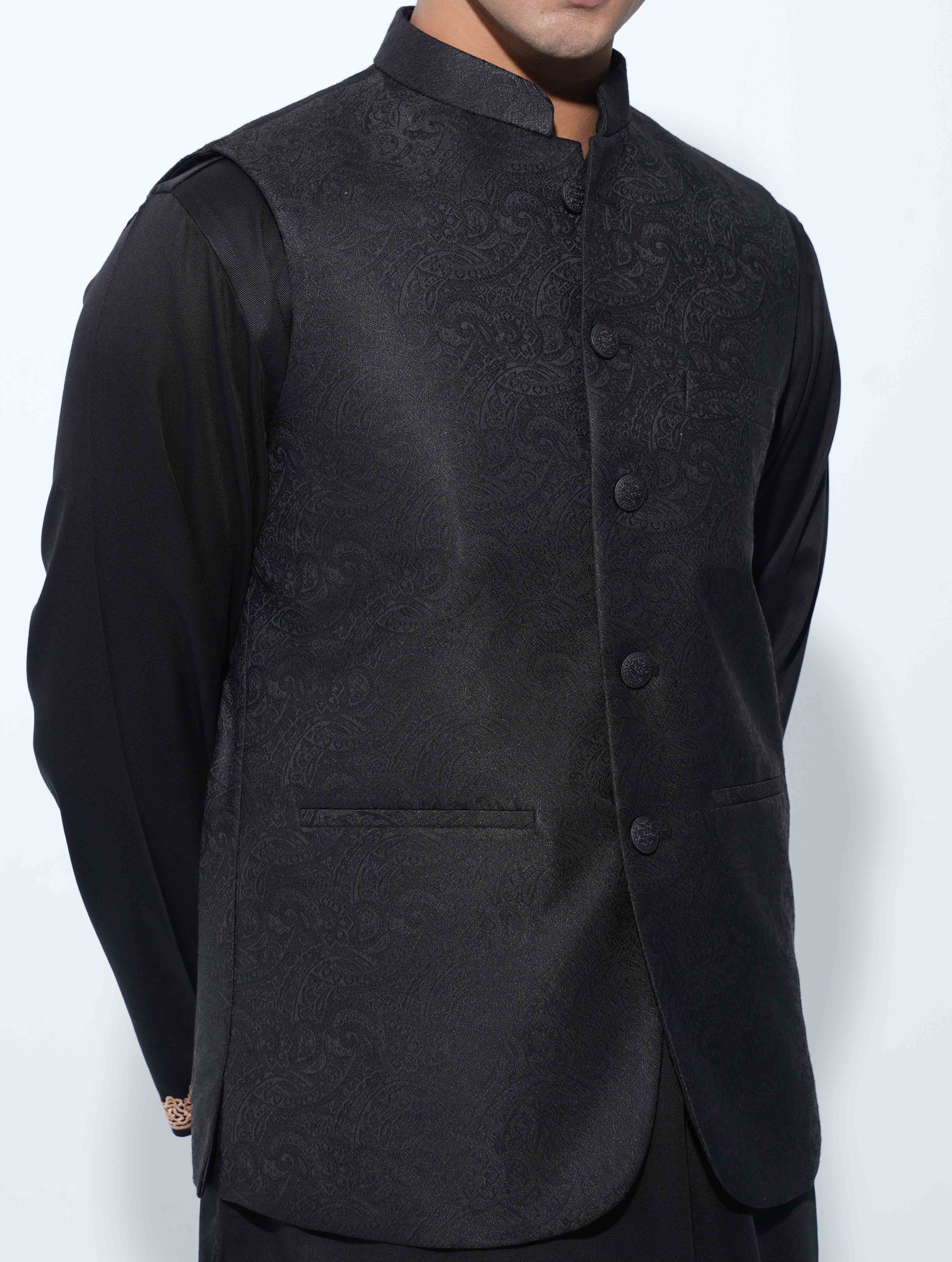 Black sankhaa printed Premium Koti