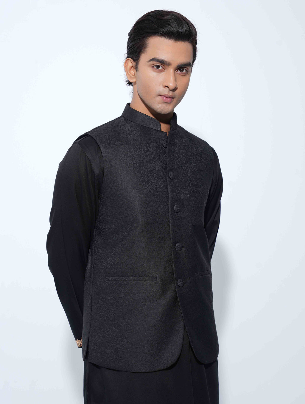 Black sankhaa printed Premium Koti