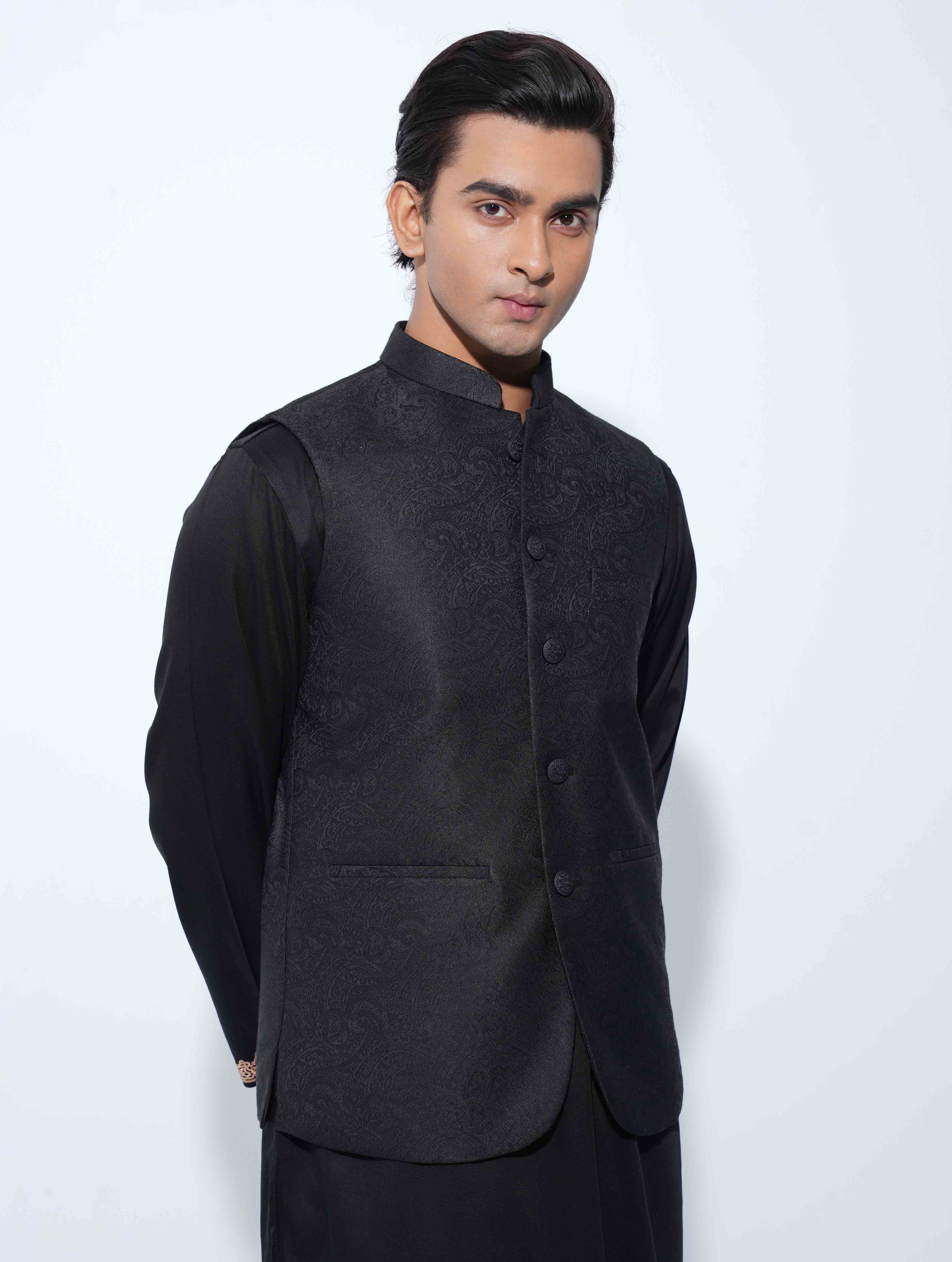 Black sankhaa printed Premium Koti