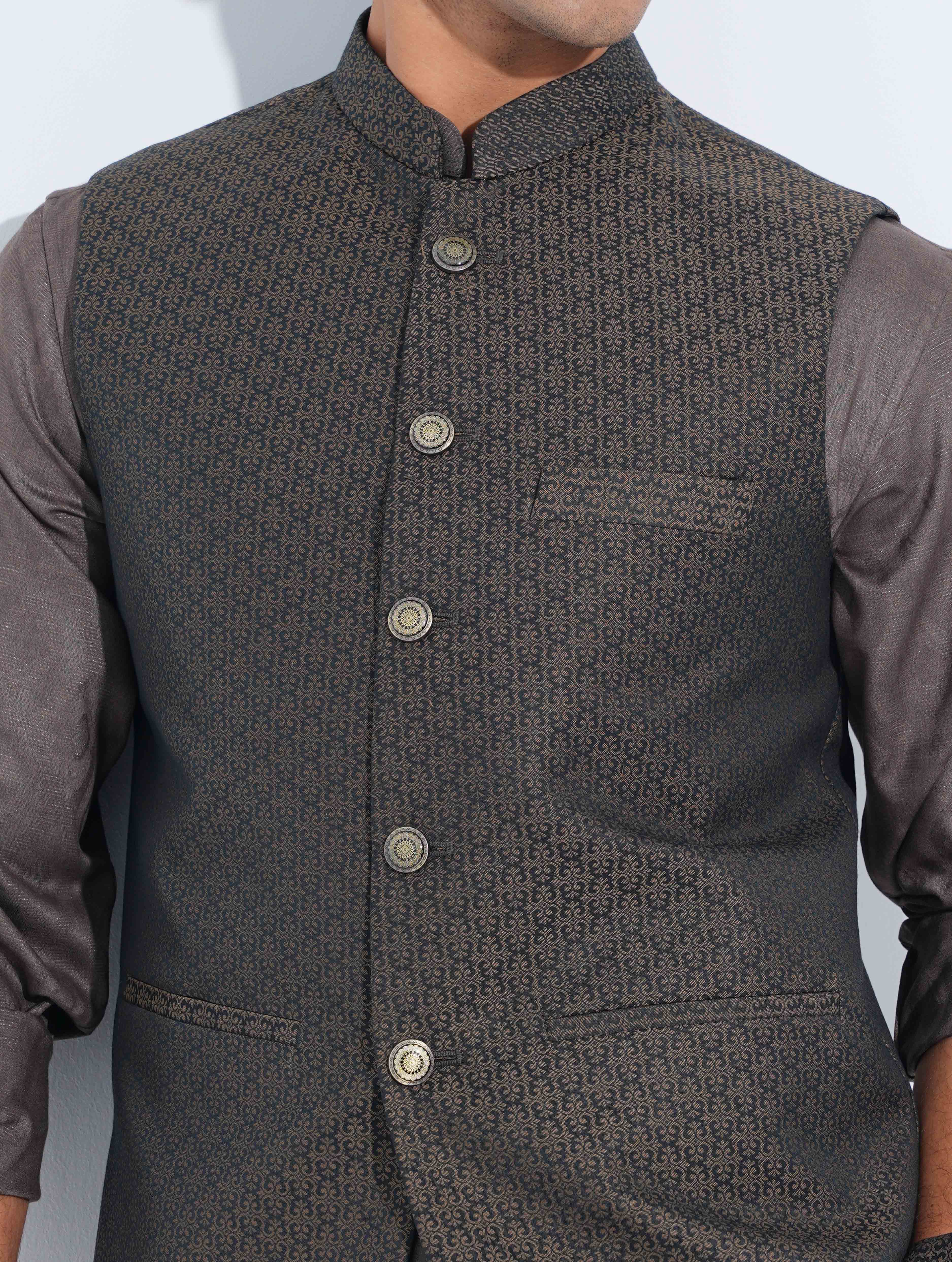 Black - Olive printed Premium Koti