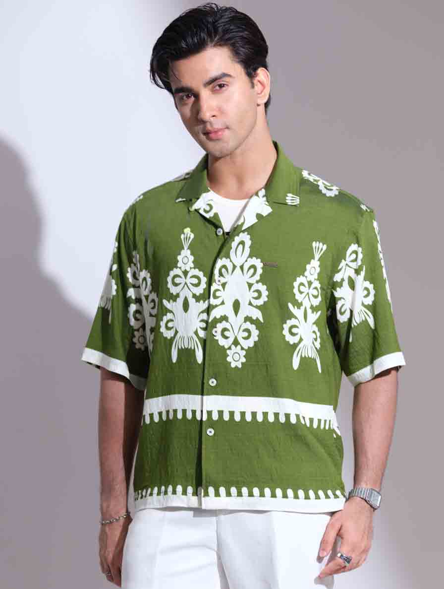 Green exclusive drop shoulder havana shirt