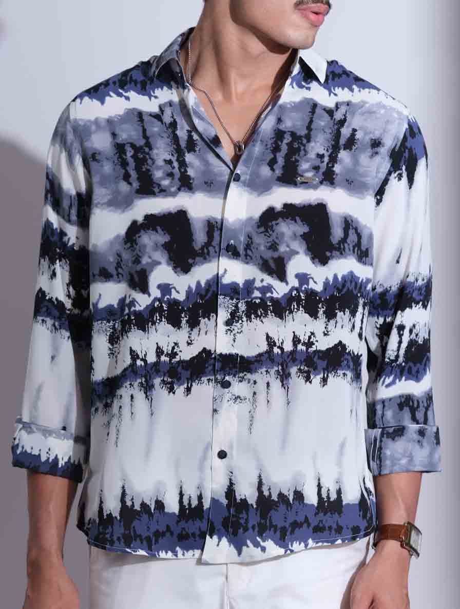 Sky and Blue printed Royal silk full sleeve