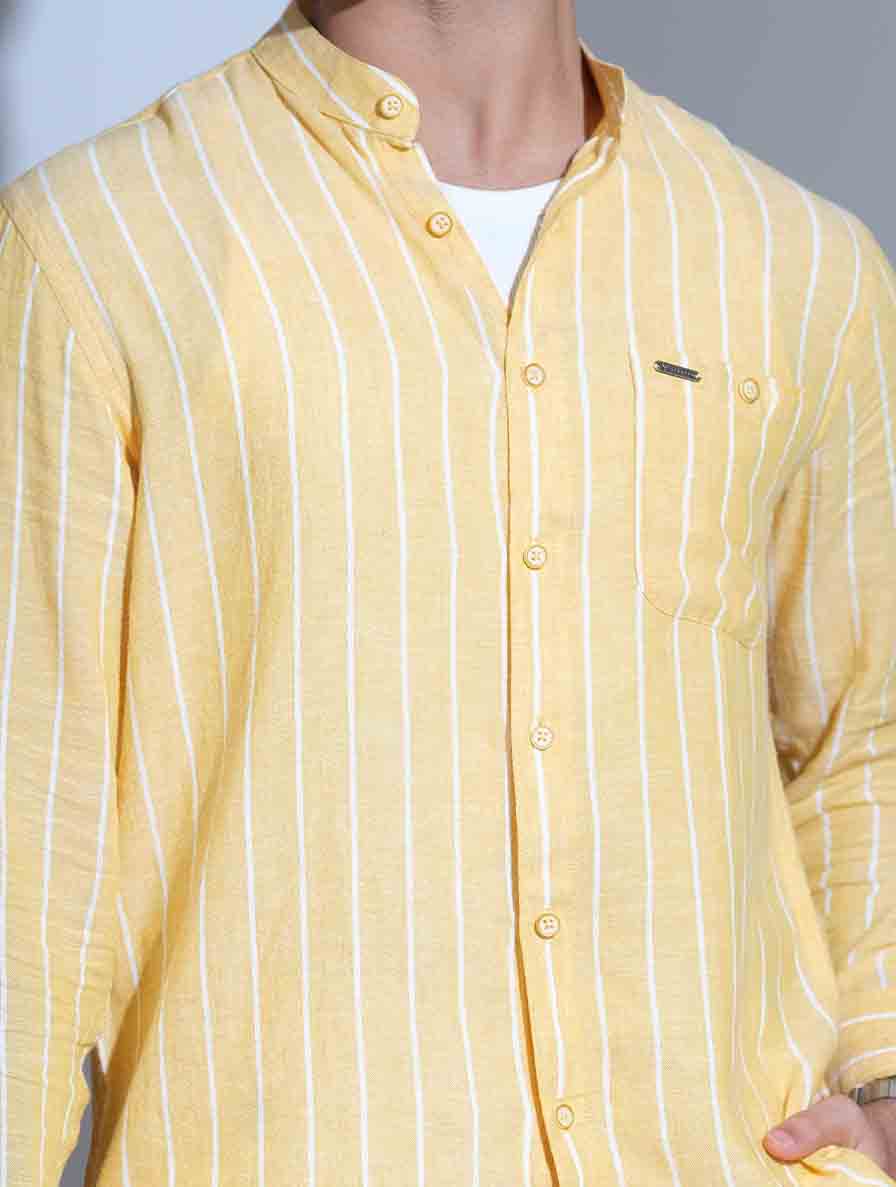 Yellow stripe remi cotton full sleeve shirt