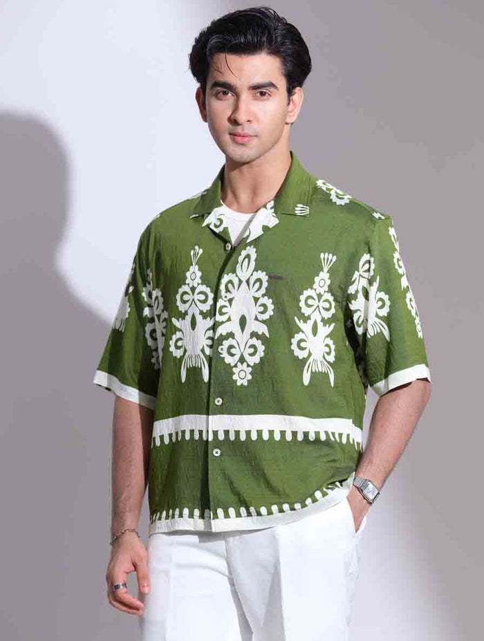 Green exclusive drop shoulder havana shirt