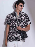 Cream and black zipper design drop shoulder shirt