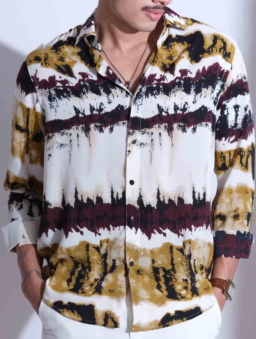 Yellow and maroon royal silk full sleeve shirt