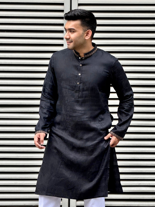 Carbon Black Textured premium Panjabi