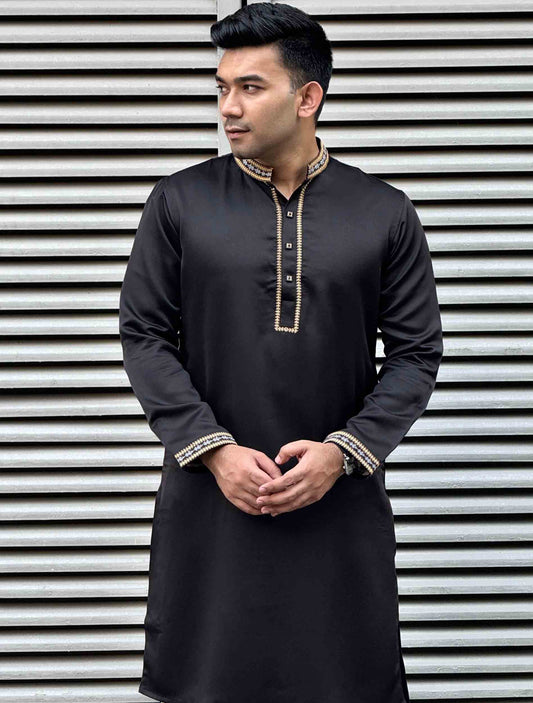Onyx Black Embroidery Premium Panjabi