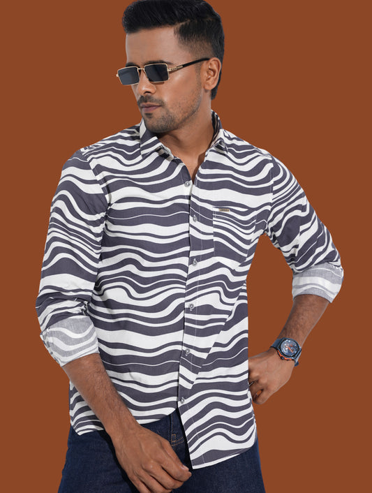 White Black Zebra printed full sleeve shirt