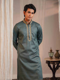 Pastel green mosque dome embroidery panjabi