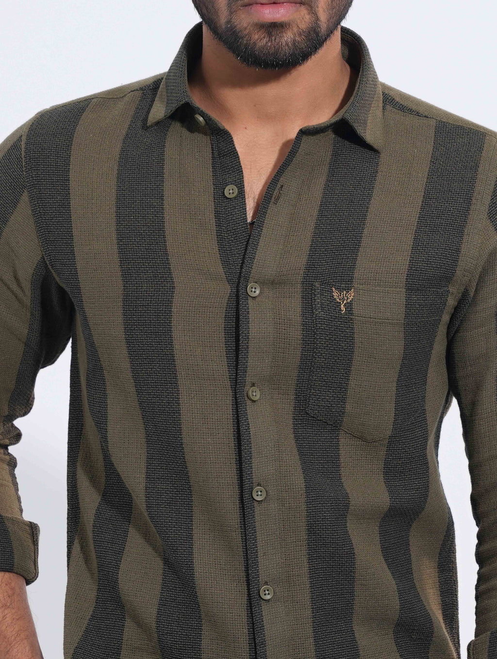 Army Green Black stripe remi cotton full sleeve