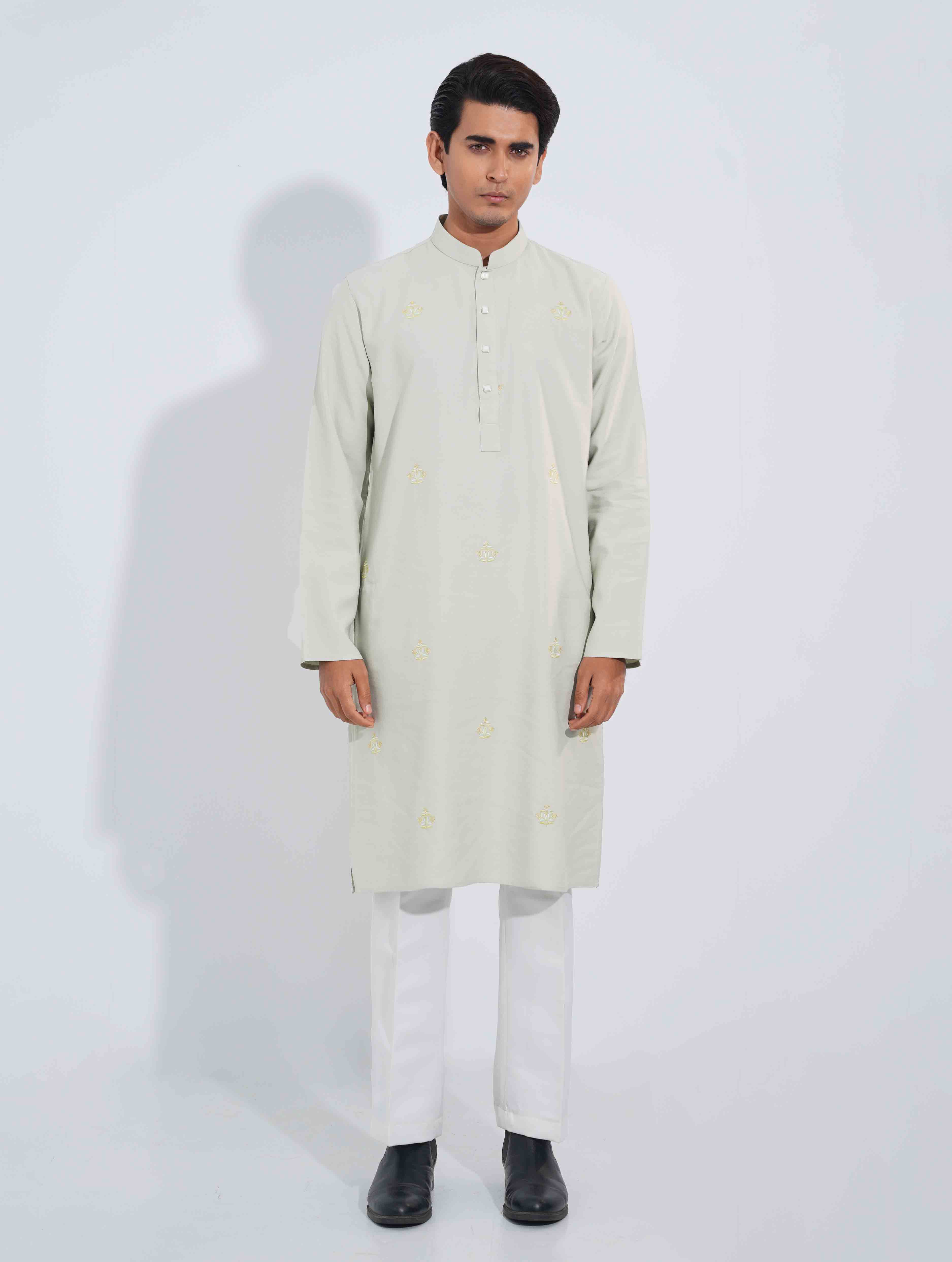 Pastle Green color full body chest Embroidery premium Panjabi