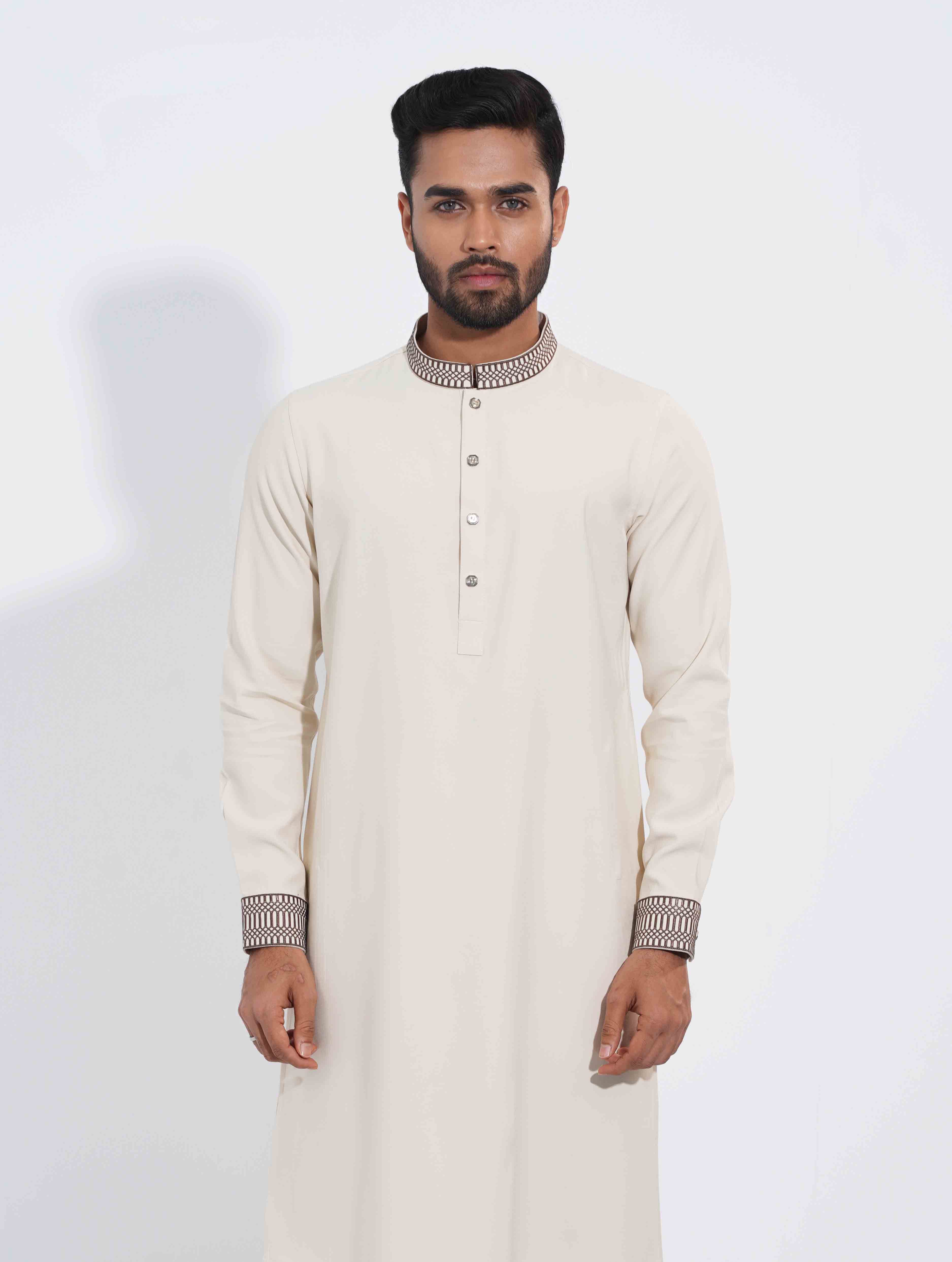 Ivory Color Shadow Mirage Signature Embroidery Panjabi