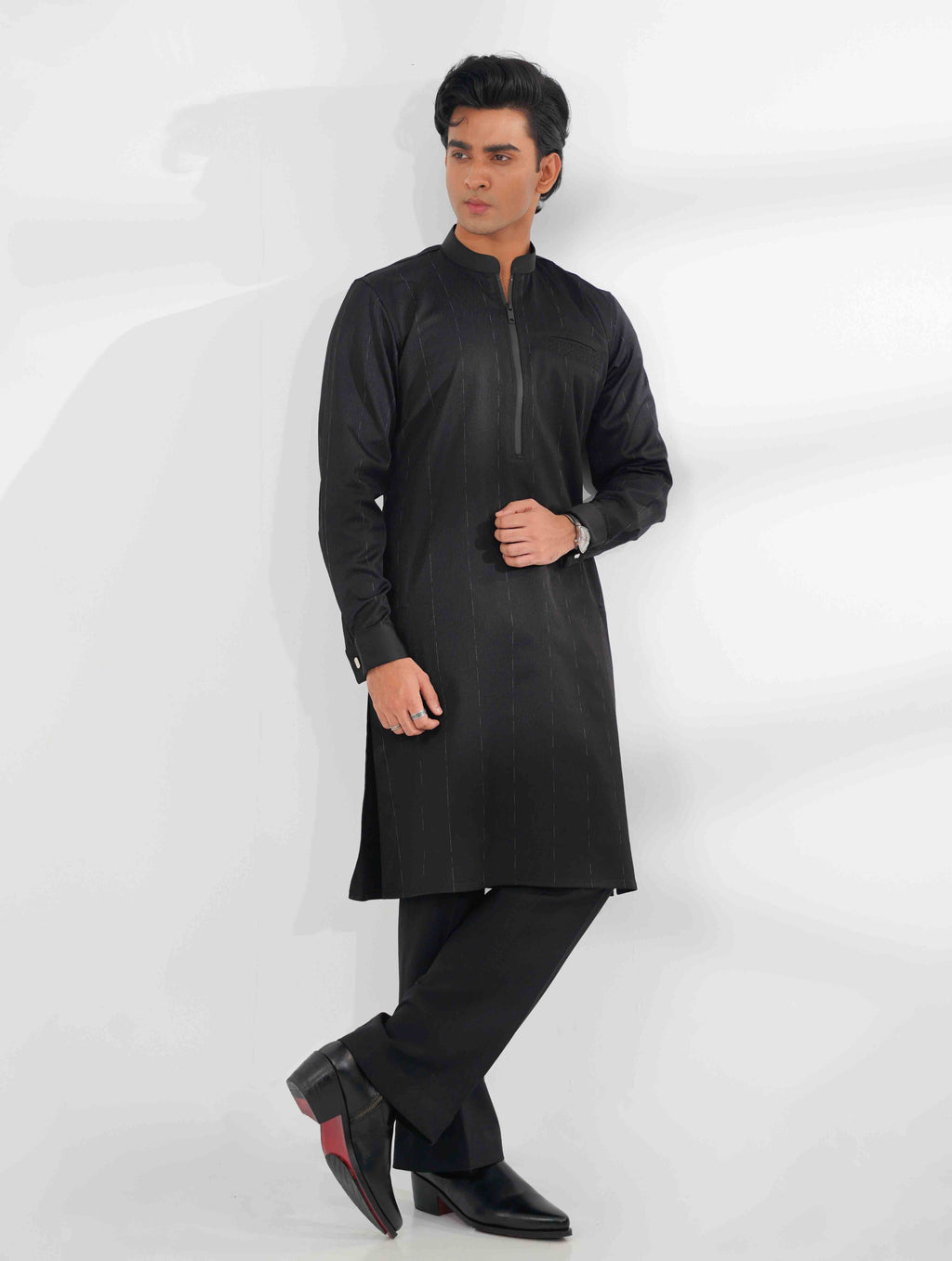 Black Luxury zipper design panjabi