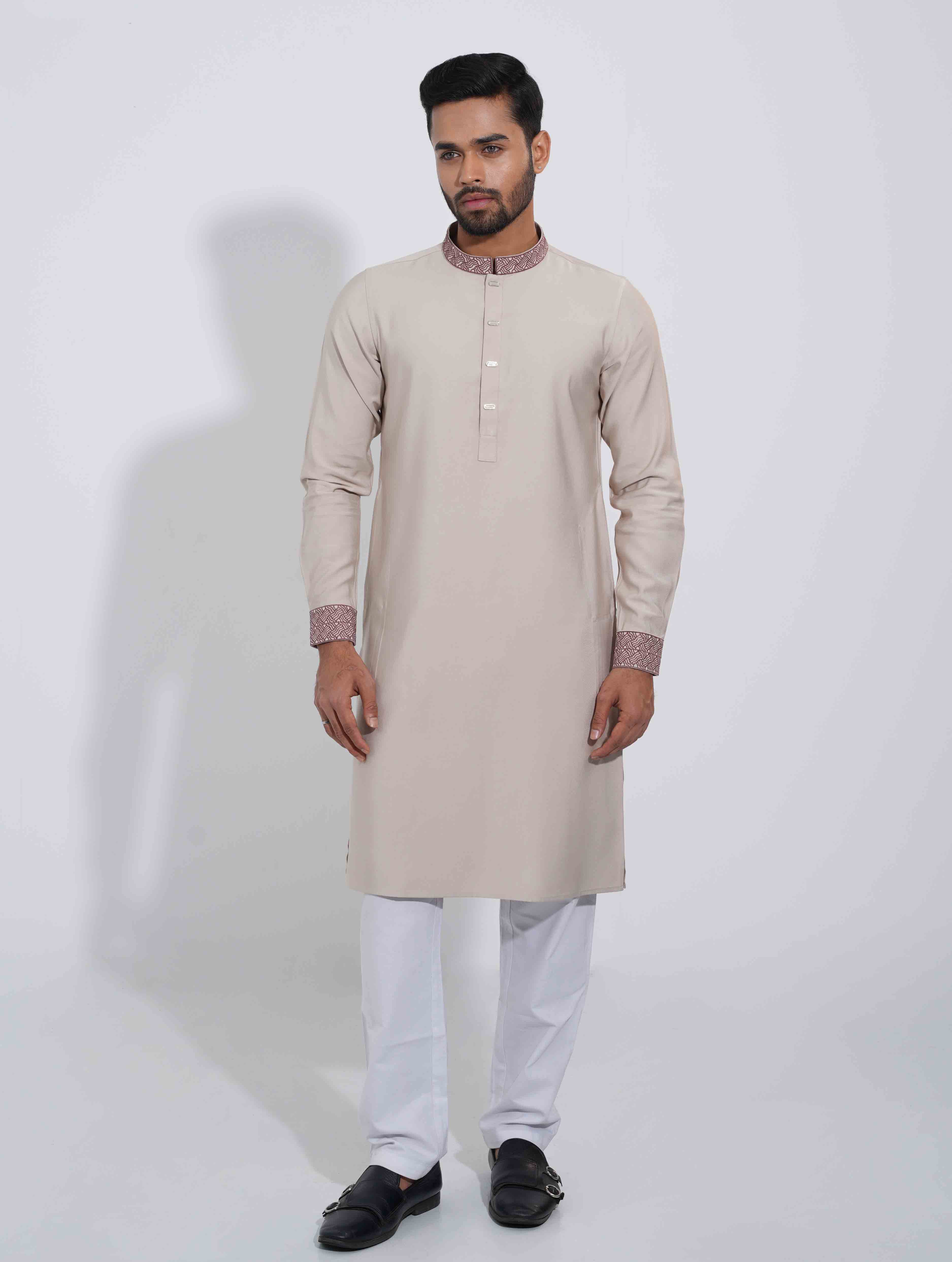 Stone Color Desert Mirage Signature Embroidery Panjabi