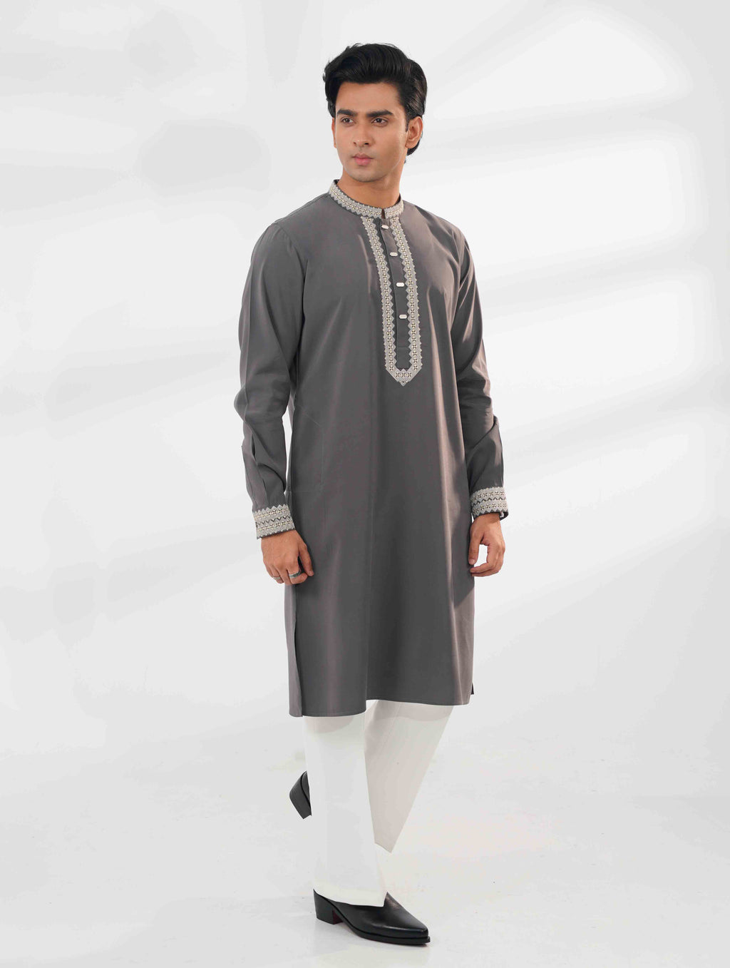 Grey embroidered panjabi