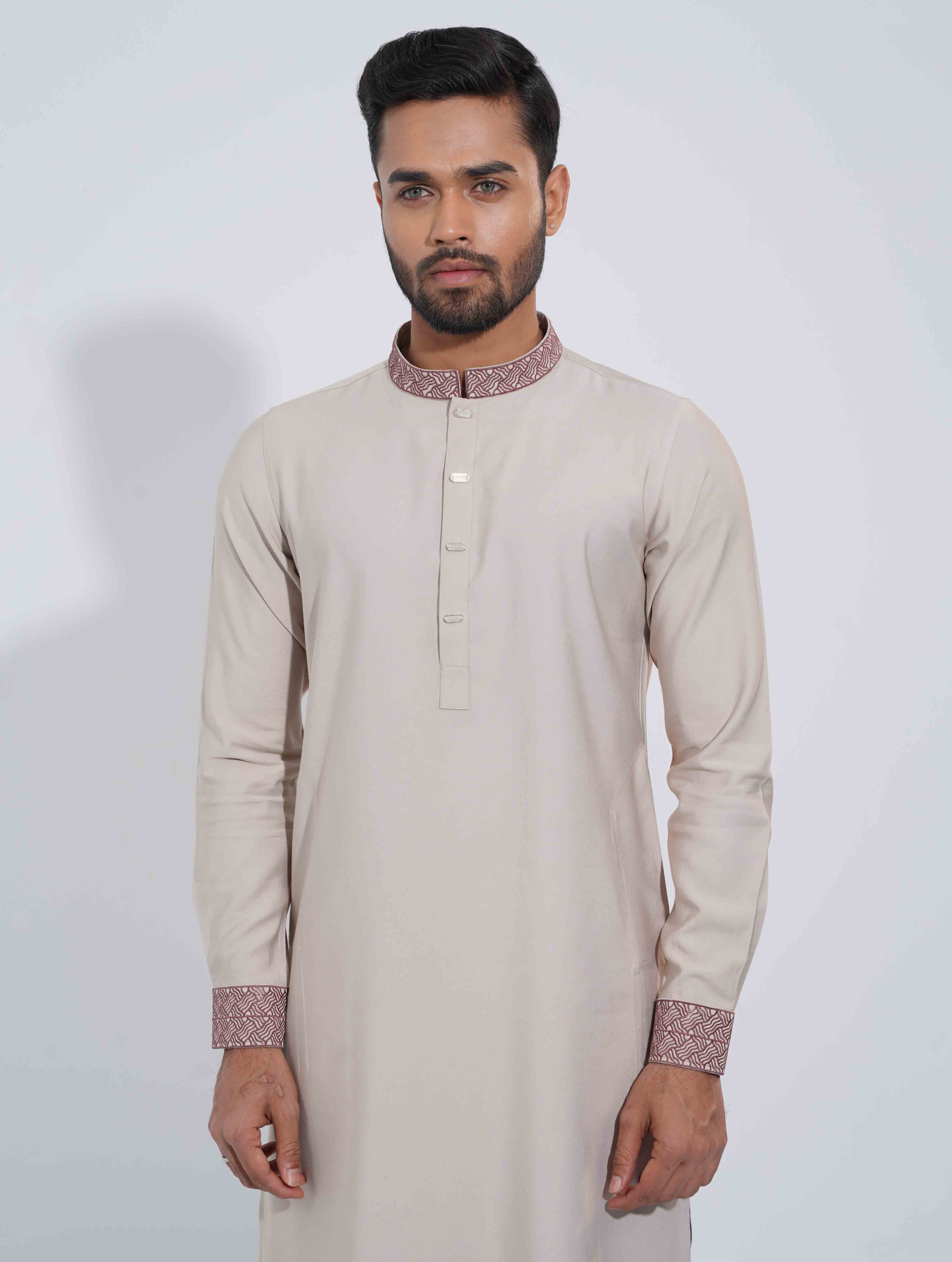 Stone Color Desert Mirage Signature Embroidery Panjabi