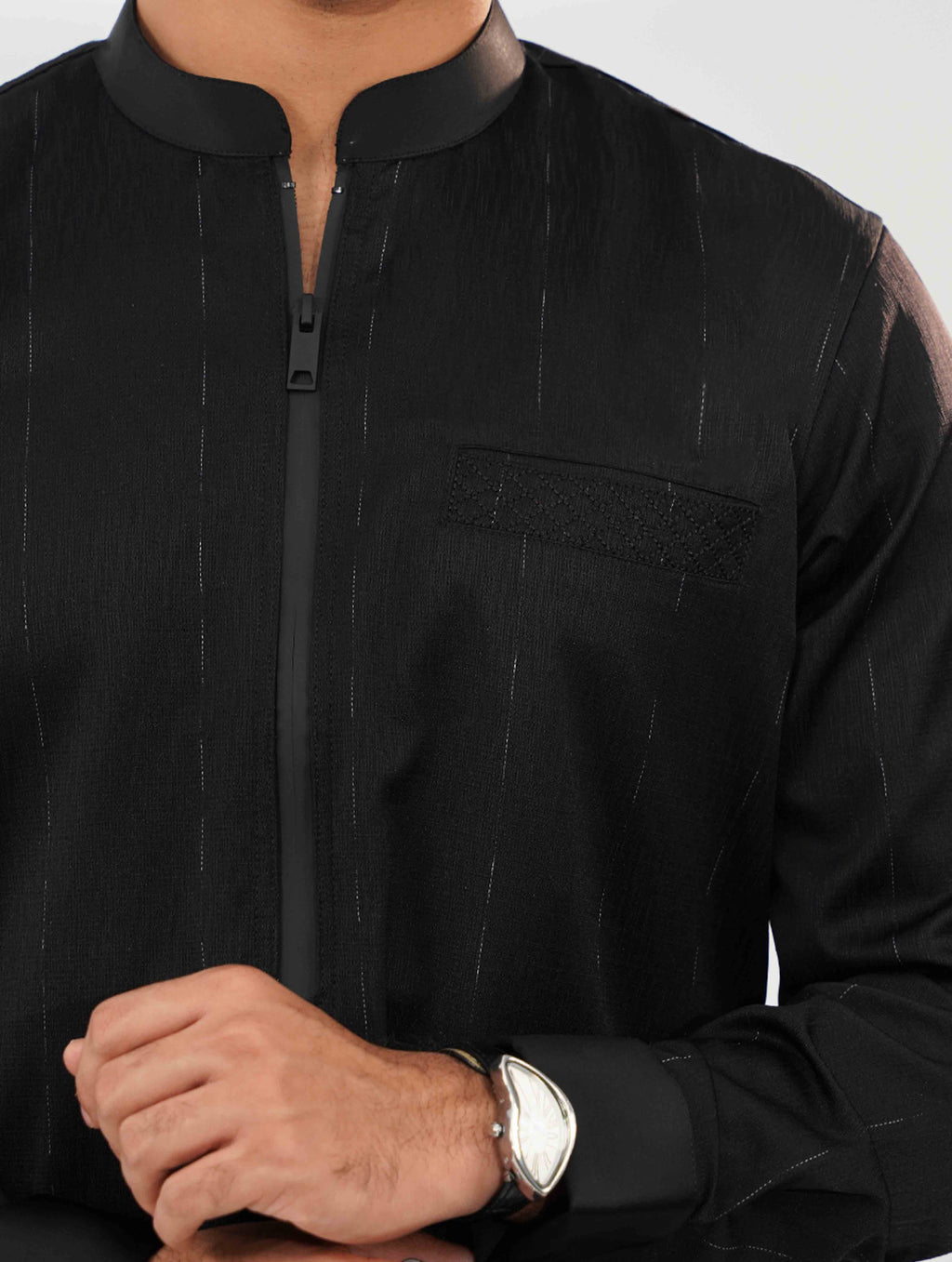 Black Luxury zipper design panjabi